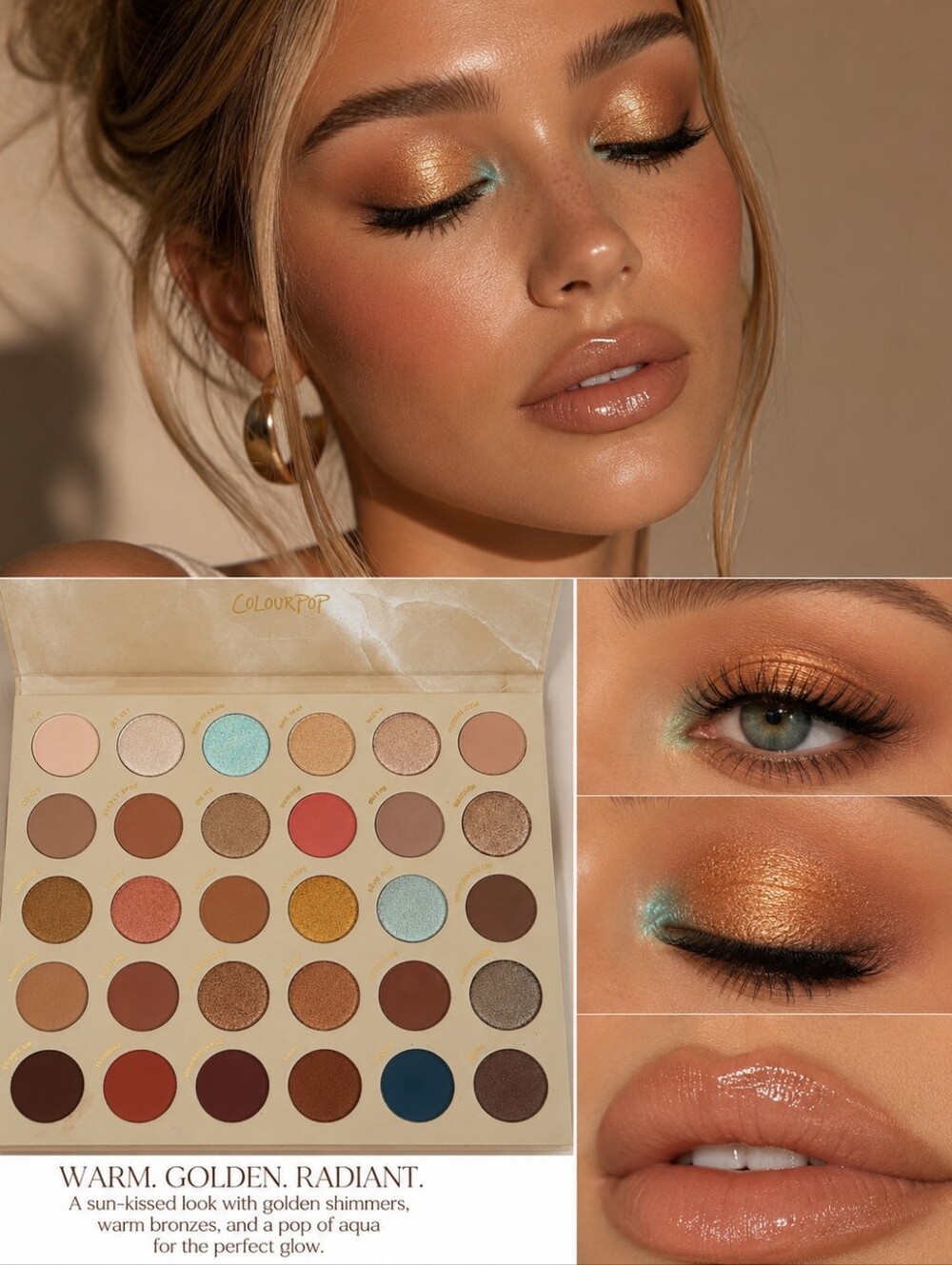 NWT ColourPop You're Golden Eyeshadow Palette | Neutral & Warm Tone Palette XL - Picture 4 of 6